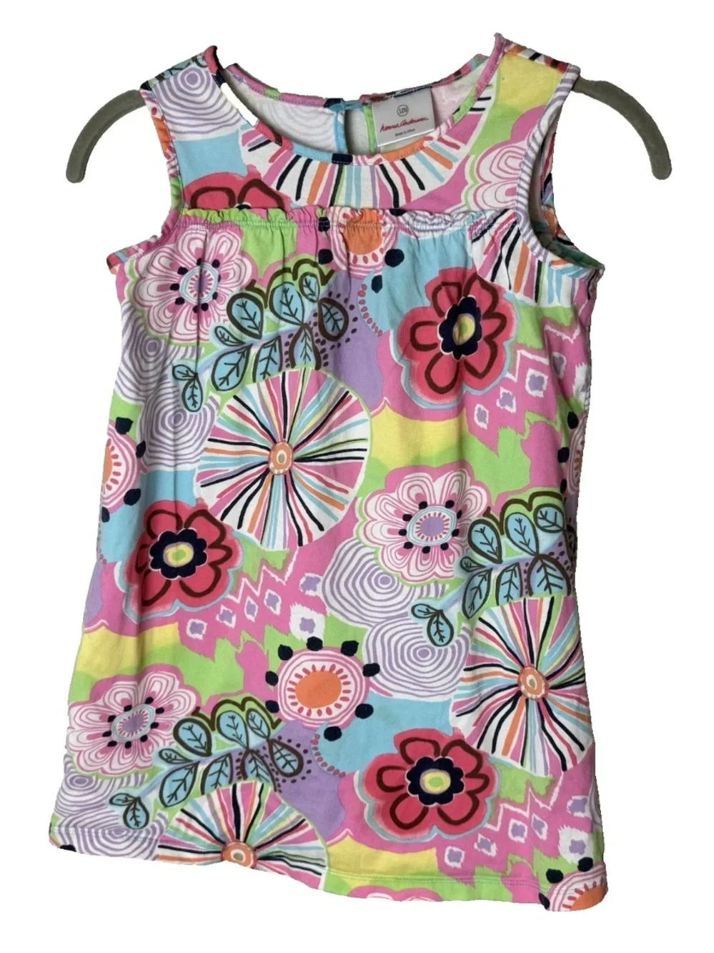 Hanna Andersson Girls Dress Size 120cm 6 - 7 Sleeveless Cotton Colorful Floral
